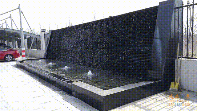 公司院子定制流水水幕墙效果|庭院水景墙案例视频
