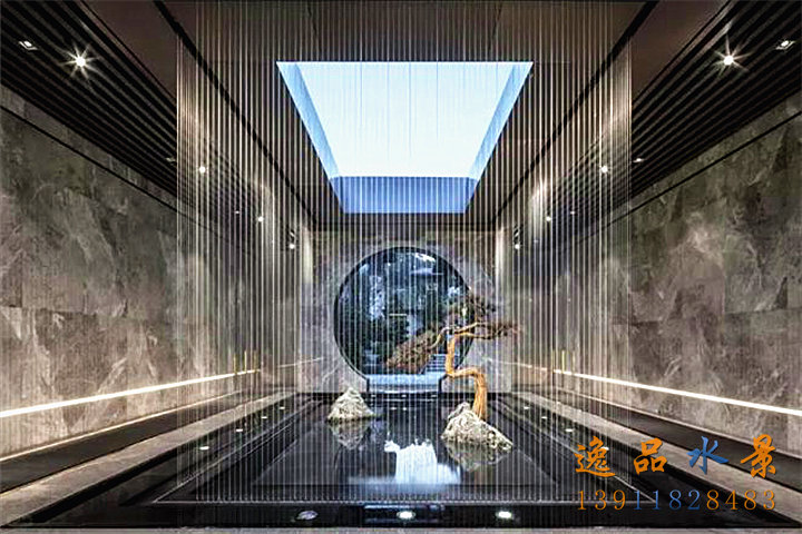 室内拉线水帘流水景观|吊线水帘效果